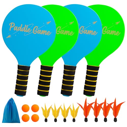 Beach Paddle Ball Set, Badminton Rackets, Family Game for Kids and Adults, Indoor Outdoor Game Backyard Park Camping Yard for Boys Girls Ages 3+, Beach Necessities Must Have - color: Green (Age:3+)