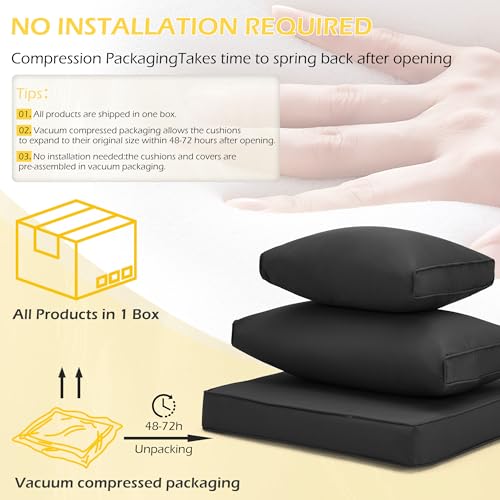 HOMREST Outdoor Replacement Cushions for Patio Furniture,Water-Repellent Sofa Cushion for 6-Seat Rattan Wicker Sectional Patio Conversation Sets,14-Piece Cushions Set for Outdoor Couch（Black） - color: Black, size: 6 Seat