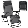 Zero Gravity Chair Folding Lounge Chair Lawn Chair Adjustable Camping Reclining Chair with Pillow and Cup Holder Trays, Folding Chair Outdoor Chair - Breatheable & Tear-Resistant Mesh, Black - size: 1 piece