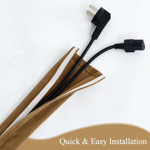 StangH Extendable Cord Organizer Lamp Cord Cover - Wrap Wire Cable Cover Sleeve Holder Cord Management System Mini Cable Hider for TV/Media/Home Theater, Gold Brown, 48 Inch Long 1 Pc - color: Gold Brown, size: 48"L x 4.5"W-1PACK