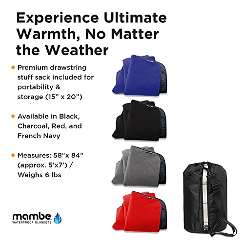 Mambe Super Extreme Weather Outdoor Blanket - Red - 100% Waterproof & Windproof - Insulated Polarfleece Blanket for Activities Like Cold Weather Camping & Winter Sports, Machine Washable