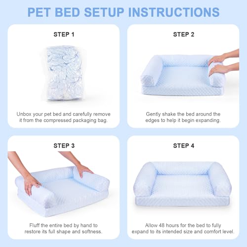 Cat Bed, Cat Beds for Indoor Cats, Summer Cooling Pet Sofa Bed, Washable Medium Pet Bed for Puppy and Small to Large Kitten with Anti-Slip Bottom, Fits Up to 65lbs Pets - color: Blue Sofa, size: Medium