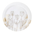 PLASTICPRO 32 Pack Elegant Disposable Plastic Plates Combo Set Includes 16 Dinner Plates and 16 Salad Plates Heavy Duty Fancy Party Plates White & Gold Tulip Design - color: White & Gold Tulip Design