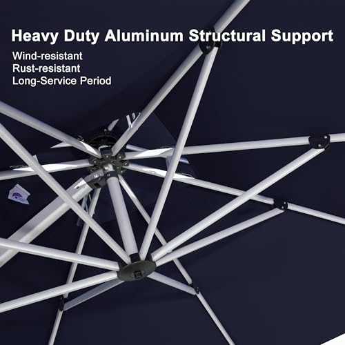PURPLE LEAF 9' X 11' Patio Umbrella Outdoor Rectangle Umbrella Large Cantilever Umbrella Windproof Offset Heavy Duty Sun for Garden Deck Pool Patio, Navy Blue - color: Navy Blue, size: 9' X 11'