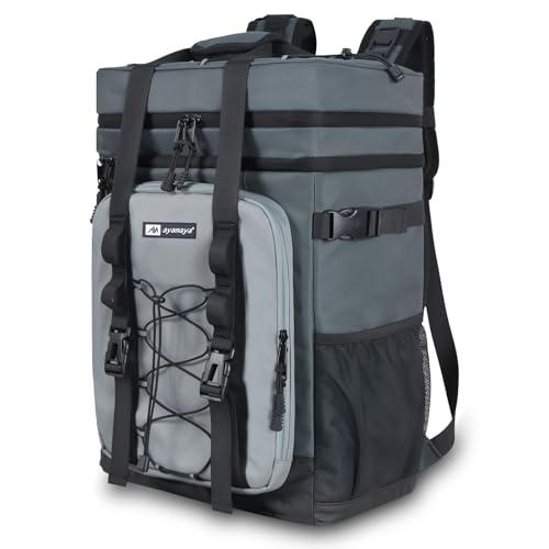 Backpack Cooler - AYAMAYA Upgrade Leakproof Cooler Backpack with Padded Top Handle, 40 Cans Large Waterproof Insulated Camping Coolers for Beach, Fishing, Picnic, Travel, BBQ - color: Grey