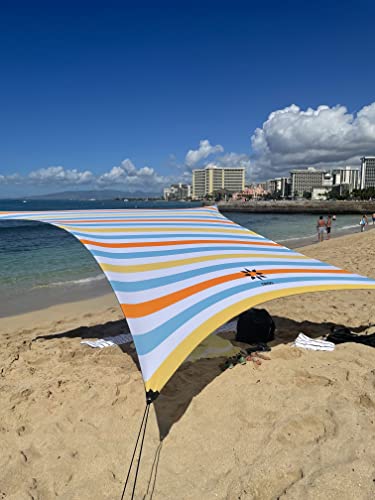 Neso Portable Beach Tent Sun Shelter - Lightweight Beach Shade Canopy - Easy Setup for Family Outings - Patented Reinforced Corners - UPF 50+ Sun Protection - color: Vintage Stripes