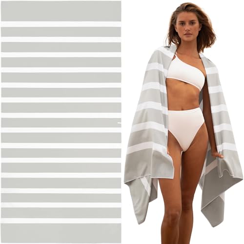 SummerSand Microfiber Beach Towel Extra Large (79 x 39.5 in) - Quick Dry, Sand Free - Compact and Lightweight for Travel - Recycled Materials - Travel Bag Incl - Oversized Pool Towel – Marble Sand - color: Marble Sand, size: 79x39.5"