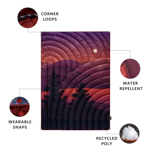 Camping Blanket,Lightweight Puffy Printed Camping Blanket Packable Outdoor Blanket for Camping,Traveling, Stadium, Hiking, Picnics - color: Night, size: 52x75"