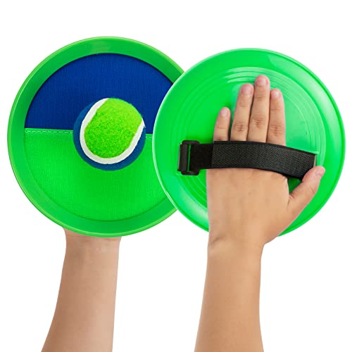 Outside Toys for Kids Ages 4-8 - Toss and Catch Ball Set, Kids Outdoor Games Yard Games for Kids and Adults with 6 Paddles and 3 Balls Toys for 3 4 5 6 7 8 Year Old Boys Girls Birthday - color: Blue+green