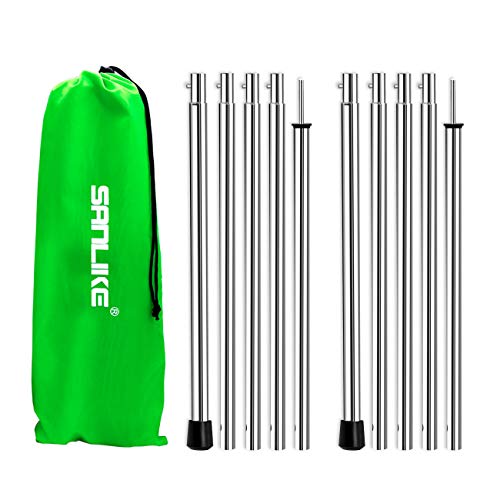 SANLIKE Tent Pole Telescopic Adjustable tarp Poles for Camping Canopy Awning Shelter Backpacking Hiking -(Adjustable Length - Steel) - color: Adjustable Length - Steel thickness 0.4mm