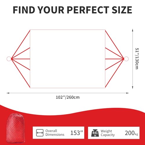 Outdoor Travel Camping Sport Hammock, Super Soft and Breathable Nylon Mesh Hammock, Breathable 330 Lbs with Storage Bag (Red) - color: Red, size: One Size