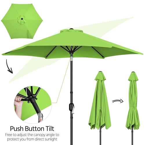Yaheetech 2 Pack 9FT Outdoor Patio Umbrella Outdoor Table Umbrella w/Push Button Tilt & Crank, Yard Sun Shade UV Protection Waterproof for Pool, Market, Terrace, Beach, Outdoor Restaurant, Grass Green - color: Grass Green, size: 9FT