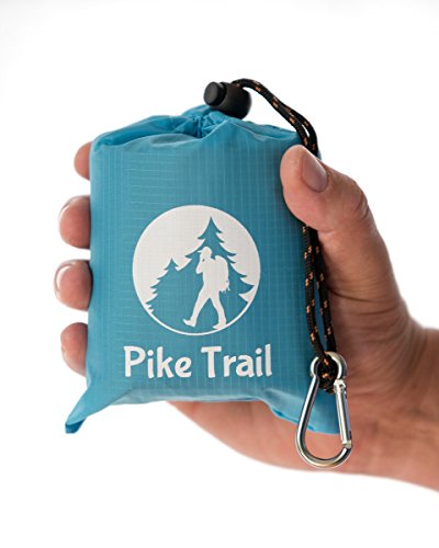 Pike Trail Pocket Beach Blanket (60 in X 56 in) – Lightweight Sand Proof Picnic Blanket, Compact Outdoor Blanket, Waterproof Pocket Blanket for Hiking, Camping, Picnics, Travel and Beach Trips - color: Metallic Blue