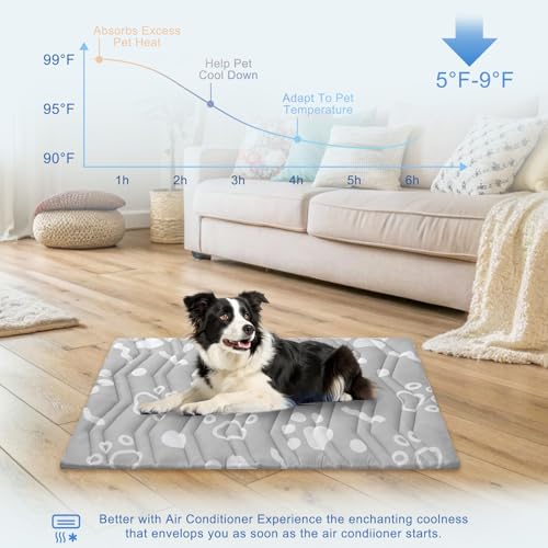 BEAUTYZOO Upgrade Dog Cooling Mat Extra Large, Reversible Self-Cooling Mat for Dogs, Thicken Pet Ice Cool Pad Blanket for Summer Kennel Sofa Bed Floor Car Seat, Machine Washable&Foldable, 36"x23" - color: Grey, size: 36.0"L x 23.0"W x 1.0"Th(M)