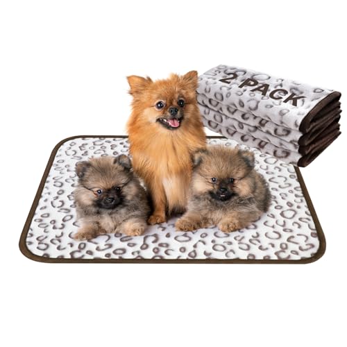Qeils Reusable Puppy Pads, 2 Pack Washable Pee Pads for Dogs, Waterproof Non Slip Wee Wee pad, Absorbent and Leakproof Training Mats for Potty, Crate, Playpen, Bed, Sofa, 18"x 24" - size: 18x24(pack of 2)-Brown