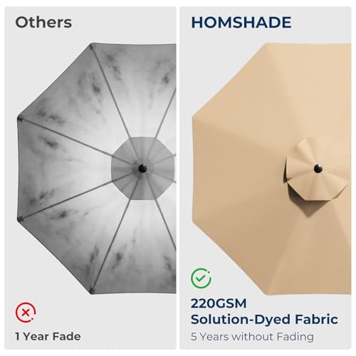 HOMSHADE 10ft Offset Patio Umbrella with Base Included, Cantilever Offset Hanging Patio Outdoor Market Umbrella UPF50+ UV Protection with Easy Tilt and Crank for Pool Deck and Garden(Beige) - color: Beige