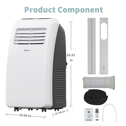 Shinco 8,000 BTU Portable Air Conditioner - 3-in-1 Cool/Dehumidifier/Fan for Rooms Up to 350 sq.ft, Remote Control & 24H Timer, Compact AC Unit for Bedroom/Office - color: SPF2-White-Standard, size: 8000 BTU