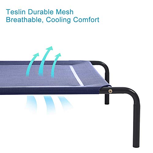 Large Original Elevated Dog Bed 52" × 36" × 8" Cooling Raised Pet Cot with Durable Textilene Mesh Fabric, Breathable Mat, No-Slip Feet, Indoor or Outdoor Use (XL)
