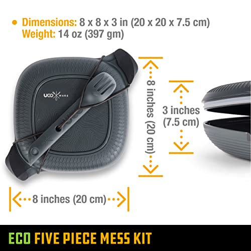 UCO Recycled ECO 5-Piece Camping Mess Kit with Bowl, Plate, Switch Spork Utensil Set - color: Midnight