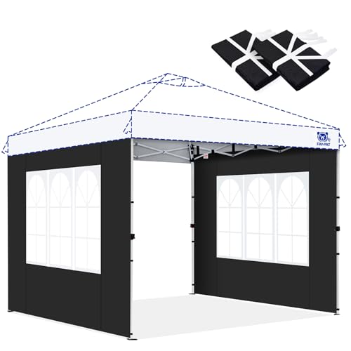 FANPAT Church Window 10x10ft Canopy Sidewalls for Pop Up Canopy, Waterproof UV Protection Fabric, Suitable for Outdoor Party, Picnics & Camping, Black(2pcs Sidewalls Only, NOT Included Frame and Top) - color: Black, size: 2 Pcs