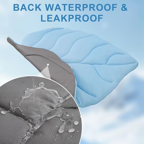 BEAUTYZOO Cooling Mat for Dogs & Cats, Dog Cooling Mat Q-Max>0.4, Double-Sided Pet Cool Pads for Summer, Crate, Kennel, Waterproof Outdoor Cooling Bed, Non-Gel Washable Chill Mats 43"x39" Leaf Shaped - color: Blue Leaf, size: Large