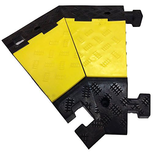 Electriduct Extreme Rubber 5 Channel Cable Protector 36" Wire Cover with 1-3/8" Channels - 45° Right Turn Black/Yellow - color: Black Base / Yellow Lid, size: Right Turn