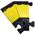 Electriduct Extreme Rubber 5 Channel Cable Protector 36" Wire Cover with 1-3/8" Channels - 45° Right Turn Black/Yellow - color: Black Base / Yellow Lid, size: Right Turn