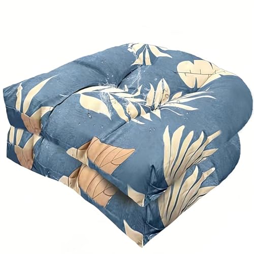 Set of 2 Outdoor Indoor U Shaped Wicker Seat Cushion Decorative Tufted Chair Pads Floral Chair Cushion for Patio Garden Home Office Furniture Blue Grey - color: Blue Grey