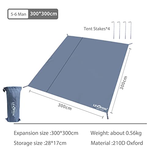 Tent Footprints Outdoor Camping Tent Floor Mat Moisture Proof Ground Sheet 210D Oxford Cloth Ultralight Waterproof Wear-Resistant Multi-Purpose Shading Trap with Tent Stakes - size: 300*300cm (9.84*9.84 FT)