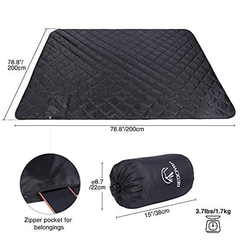 REDCAMP Large Warm Blanket with Sherpa Lining, Cold Weather Outdoor Blanket Windproof for Camping Stadium, Machine Washable 79"x 79" - color: 79"x 79" Black