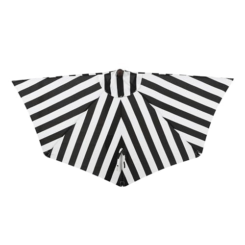 JONATHAN Y Half Umbrella UMB1201A Beverly 9 ft. Designer Classic Scalloped Fringe Market Patio with Crank, Push Button Tilt and UV Protection in Black/White - color: Black/White