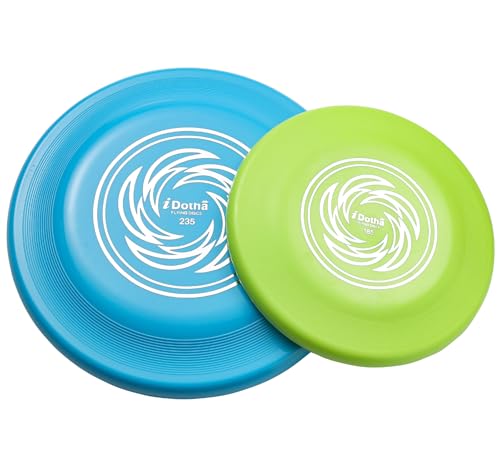 Sports Flying Disc, 2 Pack Compeition Flying Discs, Lightweight Durable Flying Disc Toys for Backyard Beach Lawn Park Outdoor Games, 105 Gram 9.3 Inch & 90 Gram 7.3 Inch. - color: Blue & Green