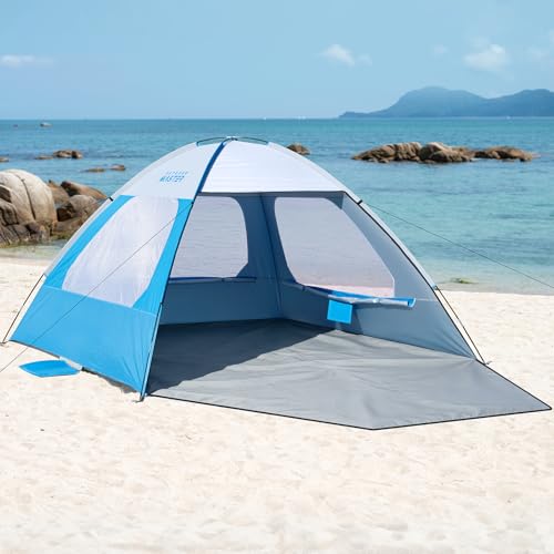 OutdoorMaster Beach Tent for 3/4/6/8 Person - Easy Setup Sun Shade Shelter, Portable Beach Shade Sun Canopy with UPF 50+ UV Protection, Removable Skylight Family Size - color: Icy Blue, size: 6 Person
