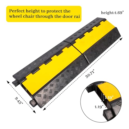 Rubber Cable Ramp Cable Protector Ramps Wire Hose Protective 2 Channel Traffic Rubber Plastic Cord Cover Speed Bump for Asphalt Concrete Gravel Driveway Outdoor, 3 Pack - color: 2 channel-3 pack