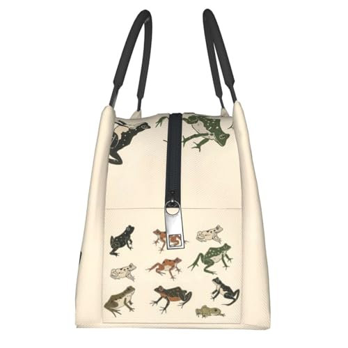 Frog Lunch Box Portable with Vintage Amphibian Pattern for Girls and Adults,Lightweight Handbag with Zipper Closure,Portable Cosmetic Bag for School,Work,Office,Travel and Picnic Gifts - color: Frog