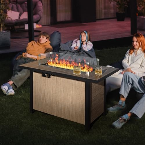 Nuu Garden Tempered Glass Wind Guard for Rectangular Propane Fire Pit Table 28.7''*10.2''*5.5'' Inch, Durable Flame Guard Shield with Aluminum Alloy Corner Brackets for Outdoor Patio Gas Fire Table - size: 28.7x10.2x5.5