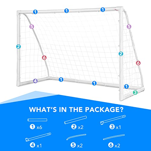 Goplus Soccer Goal, 12'x6'/8'x6'/6'x4' Soccer Net with Strong UPVC Frame, Quick Set-up, High-Strength Netting, Portable Weatherproof Soccer Goals for Backyard Kids Soccer Practice Training - style: 6ftx4ft
