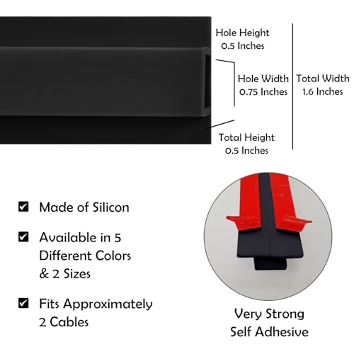 Rubber Bond TV Cord Hider Cable Protector - Strong Self Adhesive Wall Cord Cover Cable Hider - Low Profile Cable Management Wall Cord Concealer Cable Raceway - color: Black, size: 4 Feet, style: 1-2 Cords