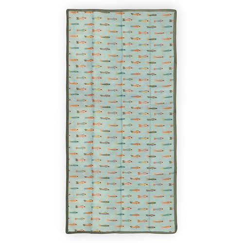 Little Unicorn 5'x7' Outdoor Family Picnic & Beach Blanket | Durable & Water-Resistant Fabric | Compact Fold & Easily Wipes Clean | Zipper Pocket (Minnow Pond) - color: Minnow Pond, size: 5 x 7