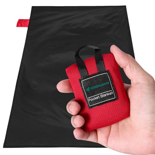 Odoland Beach Blanket Picnic Blanket, 43.3" x 27.5" SandProof Waterproof Outdoor Pocket Blanket with Portable Bag, Foldable Lightweight Sand Free Beach Mat for 1 People Hiking, Camping, Travel, Black - color: Black, size: 27.5" x 43.3"(1 People)