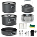 Alocs Camping Cookware Set - Lightweight Camping Pots and Pans - Portable Outdoor Cookware with Kettle - Camping Cookware Mess Kit for 2 - style: Ultimate Value Kit (17-piece)