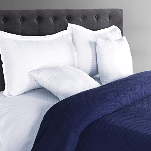 Glamburg 100% Cotton Thermal Bed Blanket, Twin Size, Soft Waffle, All Season, Navy Blue - color: Navy Blue, size: Twin (60"x90")
