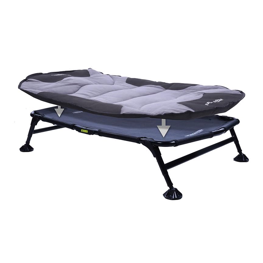 Momarsh Elevated Dog Cot with Washable Soft Pad & Folding Frame for Travel & Home Use | All in One Home Cot with Non Slip Feet | Large Portable Dog Bed | Perfect Padded Pet Bed System for Dogs - color: Elevated Home Cot