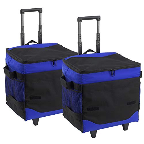 Picnic at Ascot 60 Can Collapsible Insulated Rolling Cooler - Royal Blue- Pack of 2 - color: Royal Blue - Pack of 2