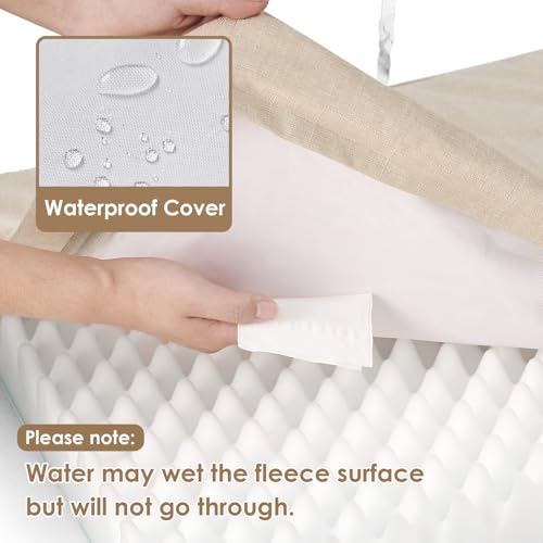 EHEYCIGA Orthopedic Dog Bed Waterproof 30"x20", Memory Foam Pet Bed for Medium Dogs, Washable Pet Mat with Removable Cover, Beige - color: Beige, size: 30.0"L x 20.0"W x 3.0"Th