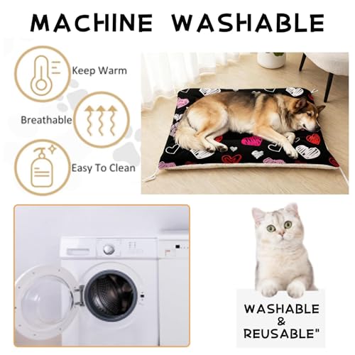 Nttopship Dog Cat Bed Mat Ultra Soft Fluffy Pet Bed Washable Fashion Dog Crate Beds Comfy Comfy Pet Sleeping Pad Suitable for Pet Raised Bed(30"x26",Heart) - color: Heart, size: Medium