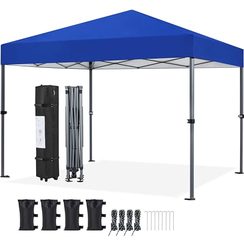 Yaheetech 10x10 Pop Up Canopy Easy Set-up Tent, Portable Outdoor Canopy Instant Tent, Commercial Gazebo with Wheeled Carry Bag & 4 Sandbags for Home, Party & Outdoor Activities, Blue - color: Blue, size: 10x10