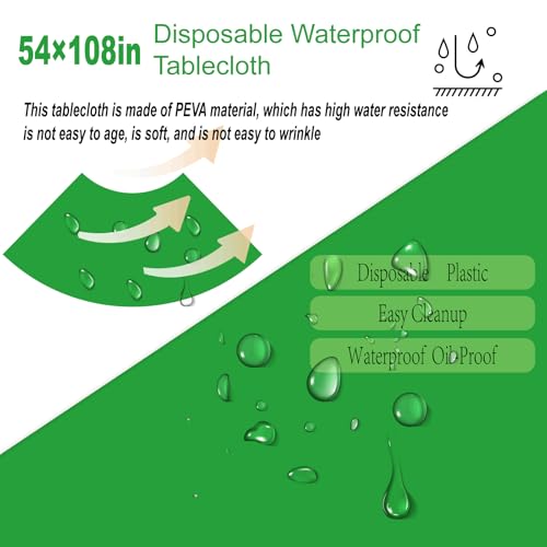 2 Pack Dark Green Plastic Tablecloths Disposable Tablecloths Dark Green Table Cloths for Parties Birthdays Restaurants Weddings,Picnics,Fits 6 to 8 Foot Rectangle Tables (54 * 108 Inch) - color: Solid Deep Green, size: 54" x 108" Rectangular (2 Pack)