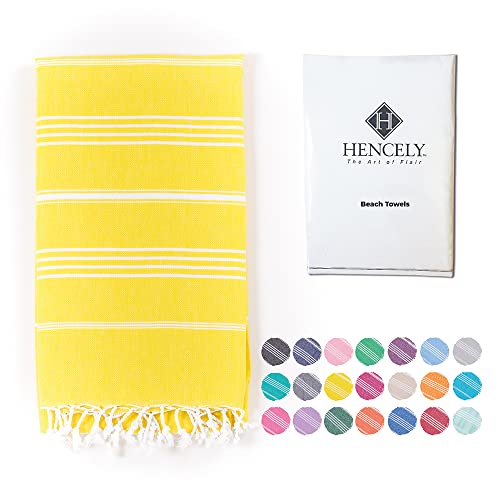 Hencely Turkish Beach Towel 37x68 Oversized, Sand-Free, Quick-Dry, Lightweight - Travel Essential for Pool & Bath - Striped 100% Cotton Bathroom Towels Accessories Gift (Blonde) - color: Blonde