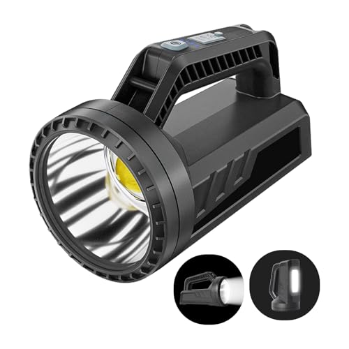 Rechargeable LED Spotlight Flashlight, Portable Camping Lantern 4800mAh, 7 Light Modes &Waterproof, Super Bright Handheld Spotlight for Hurricane Emergency, Outages, Camping, Hiking - color: Black